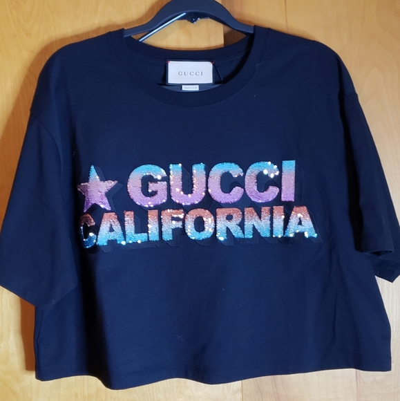 Gucci Tops - SOLD***Gucci Cropped T Shirt Embellished Sequins XL